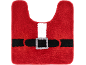 Tapis de toilette thème Père Noël avec un design rouge et une ceinture noire à boucle argentée.