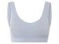 Un soutien-gorge de sport bleu clair côtelé.