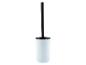 Balayette de toilette et support, design moderne, couleur pastel.