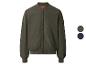 Blouson aviateur homme vert olive avec doublure orange et deux options de couleur.