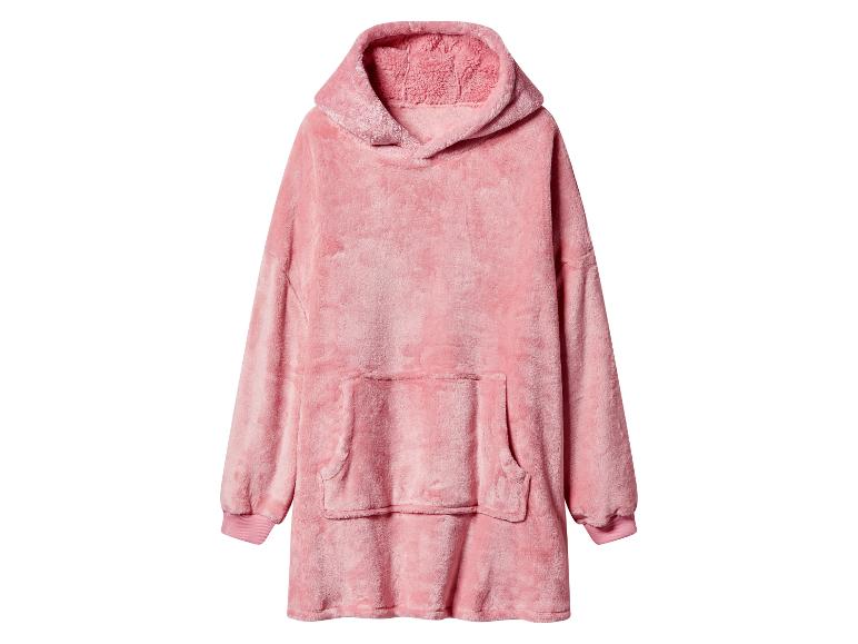 Sweat à capuche rose en peluche avec poche kangourou.