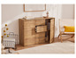 Un buffet en bois avec des tiroirs et une porte