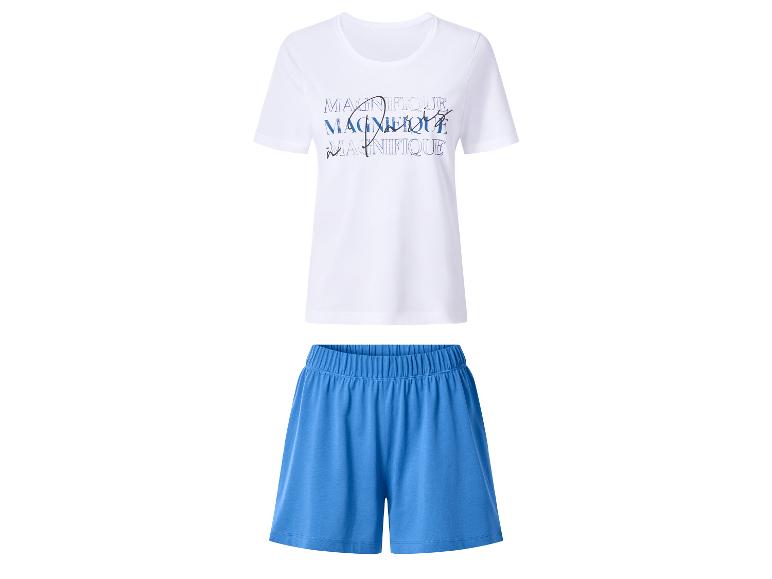 Pyjama blanc avec inscription « MAGNIFIQUE » et short bleu