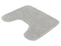 Un tapis de bain gris avec une découpe pour les toilettes.