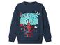 Sweat-shirt bleu avec imprimé de super-héros et le texte « NEIGHBORHOOD HERO ».