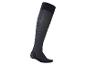 Chaussette de compression noire avec talon et pointe renforcés, posée sur fond blanc.