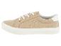 Baskets beige en toile, lacets blancs.