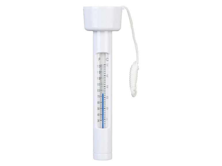 Thermomètre de piscine : mesure précise de la température de l'eau en °C et °F.