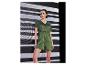 Combinaison courte vert olive en satin.