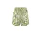 Short femme à motif zèbre vert et blanc.