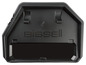 Un bac Bissell noir pour ranger un aspirateur.