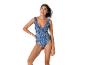 Maillot de bain une pièce bleu à motif cachemire.