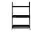 Étagère en bois noire à trois niveaux.