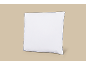 Oreiller carré blanc avec passepoil gris foncé sur fond beige