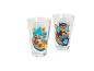 Deux verres Paw Patrol : Chase et Rubble sur fond arc-en-ciel.