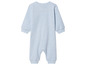 Une grenouillère bleue pour bébé à manches longues.