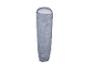 Sac de couchage gris avec capuche, isolé pour le camping et l'extérieur.
