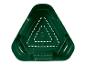 Compostoir triangulaire vert avec des trous.