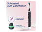 Une brosse à dents électrique Oral-B io avec des modes de brossage sensibles et un indicateur de pression de brossage correcte.