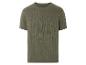 T-shirt vert olive à côtes, style minimaliste.