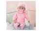 Poupée bébé avec vêtements roses, sucette et biberon