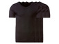 Trois t-shirts noirs à col en V.