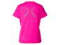 Un t-shirt de sport rose avec des bandes réfléchissantes au dos.