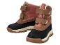 Une paire de bottes d'hiver roses et marron avec fermeture velcro.