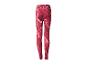 Legging de sport rouge avec un motif marbré blanc et doré.