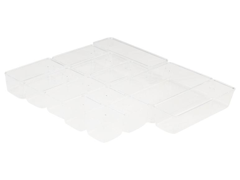 Ensemble de boîtes de rangement transparentes pour tiroirs.