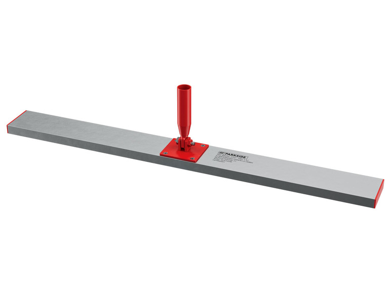 Une raclette de sol Parkside longue et grise avec une poignée rouge.