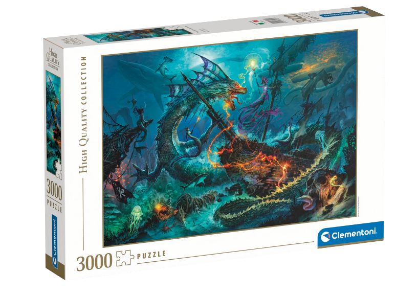 Puzzle de 3000 pièces avec illustration fantastique d'un dragon des mers et d'un naufrage