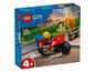 Motocyclette de pompiers Lego City avec un pompier et un feu.