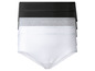 Trois paires de culottes blanches, grises et noires.