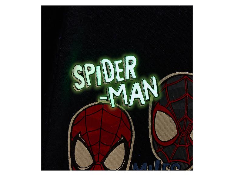 T-shirt noir avec texte vert lumineux 'SPIDER-MAN' et deux masques de Spider-Man.