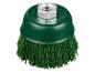 Brosse de nettoyage verte avec tête en métal.