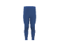 Legging de sport bleu avec détails texturés aux genoux et à la taille.