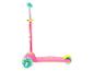 Trottinette rose pour enfants à trois roues avec imprimés licornes et fruits