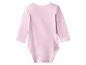 Body bébé rose uni à manches longues, vue de dos.