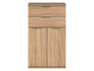 Une armoire en bois avec deux portes et deux tiroirs.
