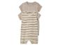 Ensemble bébé : body rayé et t-shirt uni, tons neutres.