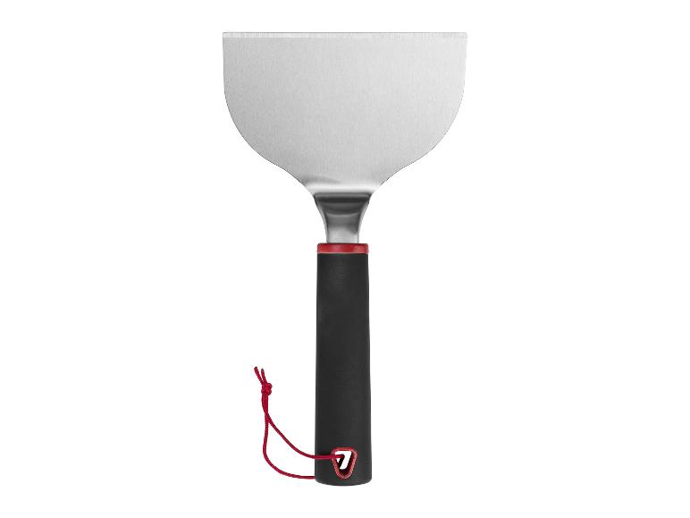 Spatule de barbecue en acier inoxydable avec manche noir et détail rouge