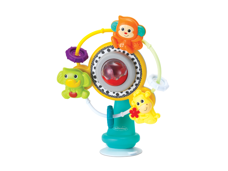 Jouet d'éveil Infantino avec singe, girafe et éléphant.