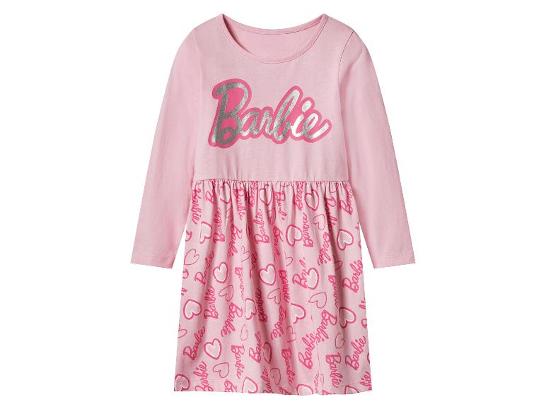 Robe rose Barbie à manches longues avec motif cœurs
