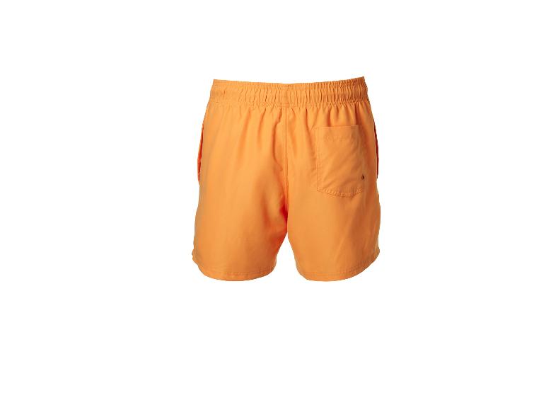 Short de bain orange avec taille élastique et poche arrière.