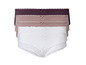 Trois paires de culottes blanches en dentelle, en plusieurs couleurs.