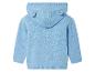 Un sweat-shirt bleu à capuche pour bébé, avec des oreilles.