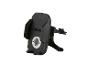 Support de téléphone de voiture noir avec mécanisme de serrage et instructions d'utilisation.