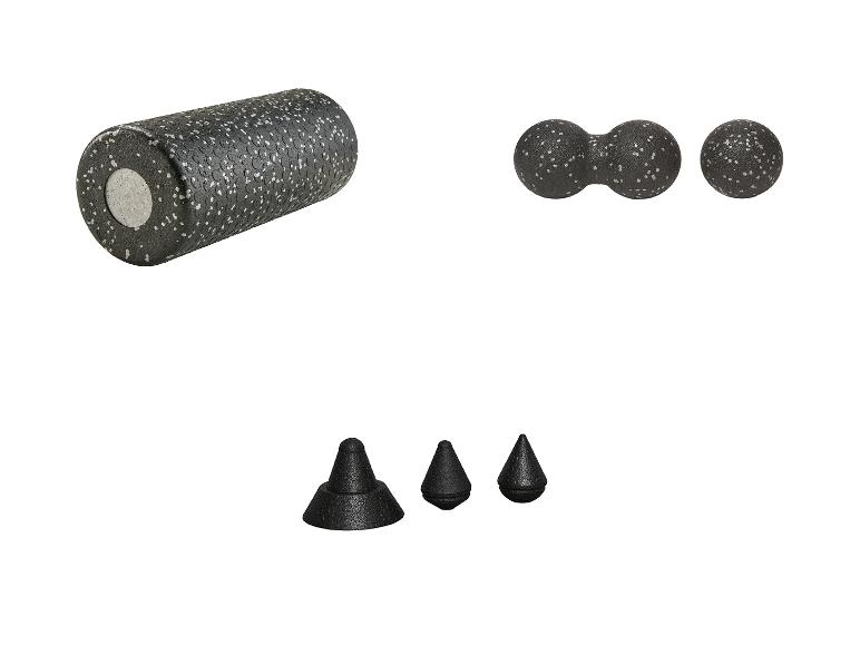 Rouleau de massage noir, double balle et trois cônes de massage