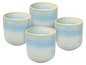 Quatre tasses en céramique bleu et blanc